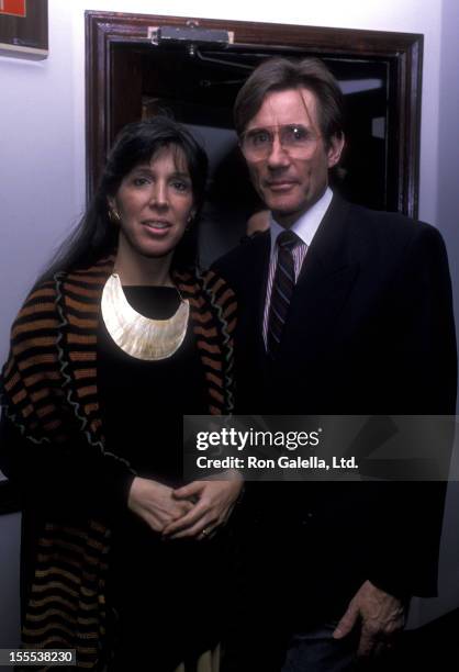 Actor Jim Dale and wife Julia Schafler attend the opening party for Hall Of Fame on April 18, 1989 at Letizia Restaurant in New York City.