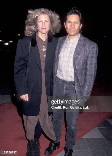 Actor A Martinez and wife Leslie Bryans attend An Unexpected Family Los Angeles Premiere on November 19, 1996 at Bing Theatre, Los Angeles County...