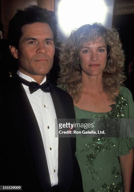 Actor A Martinez and wife Leslie Bryans attend the 19th Annual Daytime Emmy Awards on June 23, 1992 at Sheraton N.Y. Hotel & Towers in New York City.
