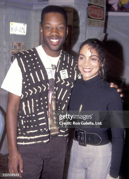 Actor Kadeem Hardison and actress Jasmine Guy pose for photographs on the set of A Different World on February 24, 1992 at CBS/MTM Studios in Studio...