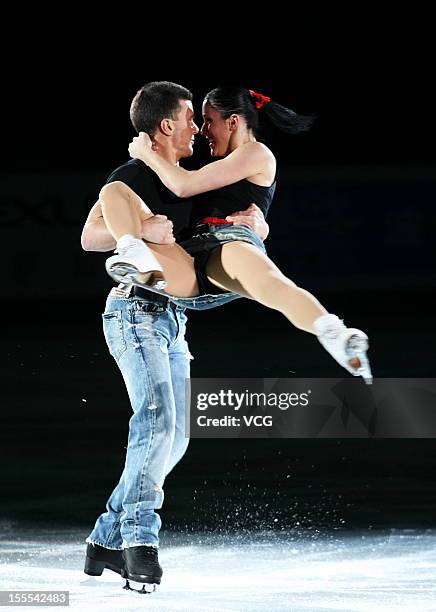 Charlene Guignard and Marco Fabbi of Italy perform during the Cup of China ISU Grand Prix of Figure Skating 2012 at the Oriental Sports Center on...