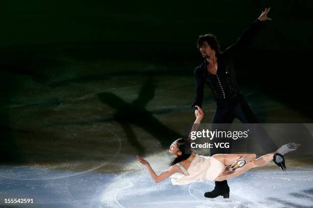 Pairs silver medalists Yuko Kavaguti and Alexander Smirnov of Russia perform during the Cup of China ISU Grand Prix of Figure Skating 2012 at the...