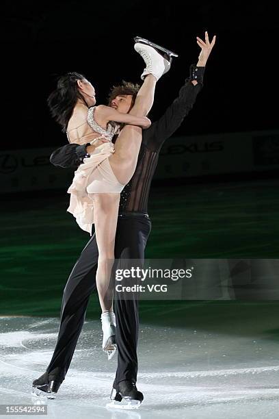 Pairs silver medalists Yuko Kavaguti and Alexander Smirnov of Russia perform during the Cup of China ISU Grand Prix of Figure Skating 2012 at the...