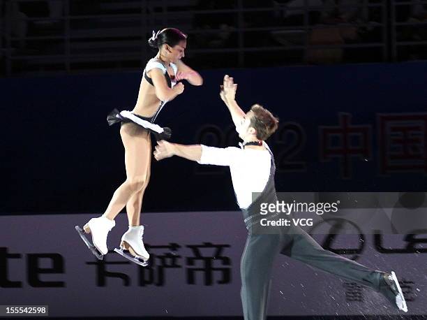 Pairs bronze medalists Ksenia Stolbova and Fedor Klimov of Russia perform during the Cup of China ISU Grand Prix of Figure Skating 2012 at the...