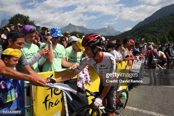 Guillaume Martin of France and Team Cofidis meets the fans at start prior to the stage seventeen of the 110th Tour de France 2023 a 165.7km at stage...