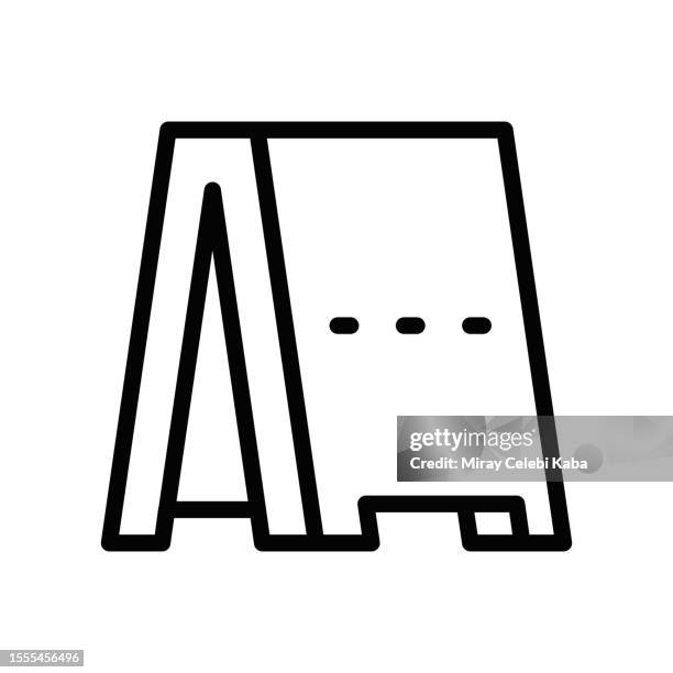 advertising stand line icon - tradeshow display stock illustrations