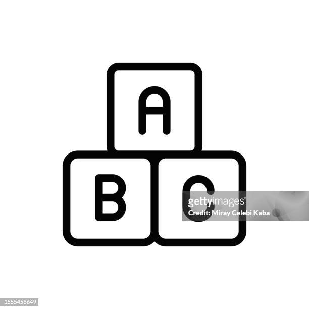 ilustraciones, imágenes clip art, dibujos animados e iconos de stock de icono de línea cubos del alfabeto - alfabeto