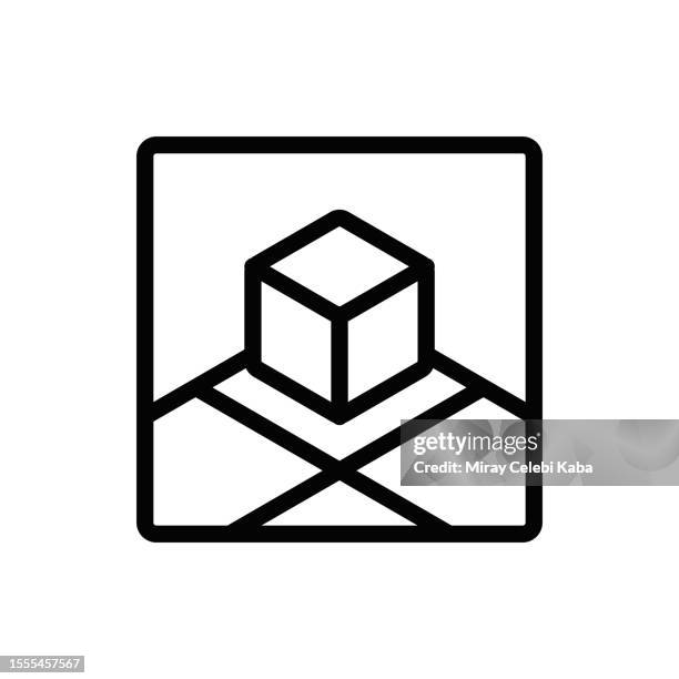 augmented reality line icon - data visual stock illustrations