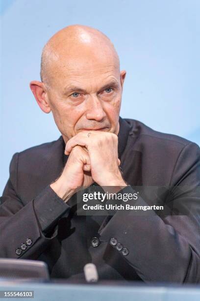 Pascal Lamy, director-general of the World Trade Organisation WTO, during the press conference in the federal chancellory on October 30, 2012 in...