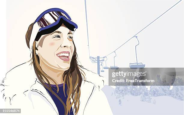 stockillustraties, clipart, cartoons en iconen met after skiing - skibril