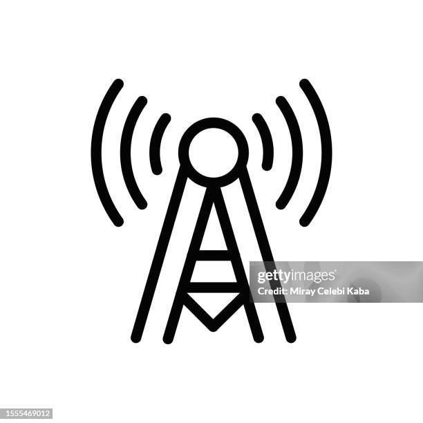 ilustraciones, imágenes clip art, dibujos animados e iconos de stock de icono de línea de difusión - news station logo