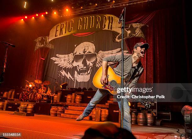 Musician, Eric Church performs at Nokia Theatre L.A. Live on November 4, 2012 in Los Angeles, California.