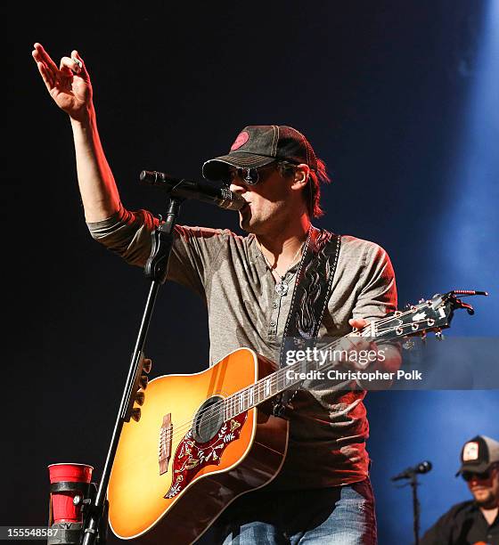 Musician, Eric Church performs at Nokia Theatre L.A. Live on November 4, 2012 in Los Angeles, California.