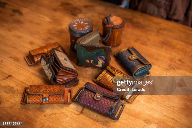 arts and craft handmade leather products - rpg maker stock pictures, royalty-free photos & images