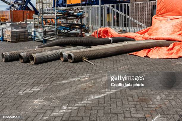 many types of construction materials lie outside on a factory site - way foundation stock pictures, royalty-free photos & images