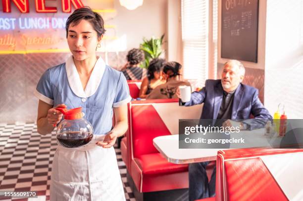 missed a demanding customer - overworked waitress stock pictures, royalty-free photos & images