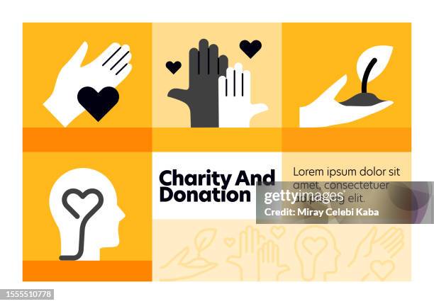 charity and donation line icon set and banner design. - philanthropist stock illustrations