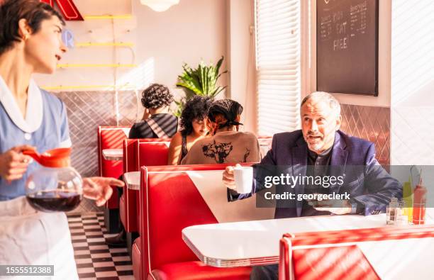 customer requesting more coffee - angry waitress stock pictures, royalty-free photos & images