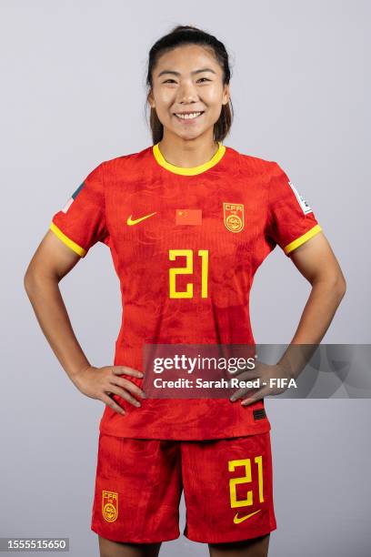 Gu Yasha of China PR poses during the official FIFA Women's World Cup Australia & New Zealand 2023 portrait session on July 18, 2023 in Adelaide,...