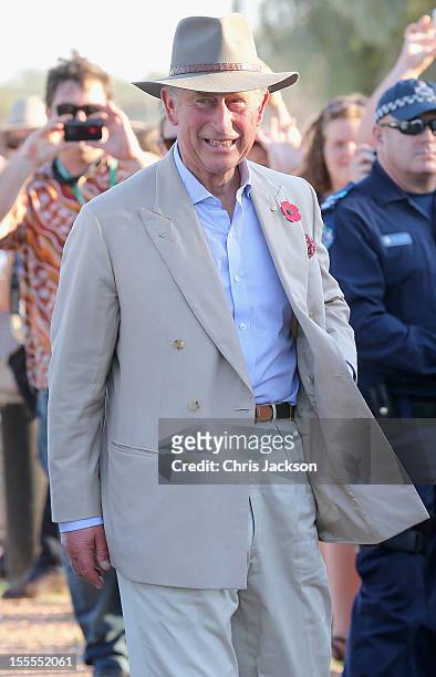Prince Charles, Prince of Wales meets members of the public after visiting the Cattle Rancher's Hall of Fame on November 5, 2012 in Longreach,...