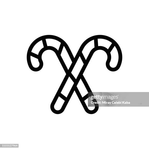 candy cane line icon - baked macaroni stock illustrations
