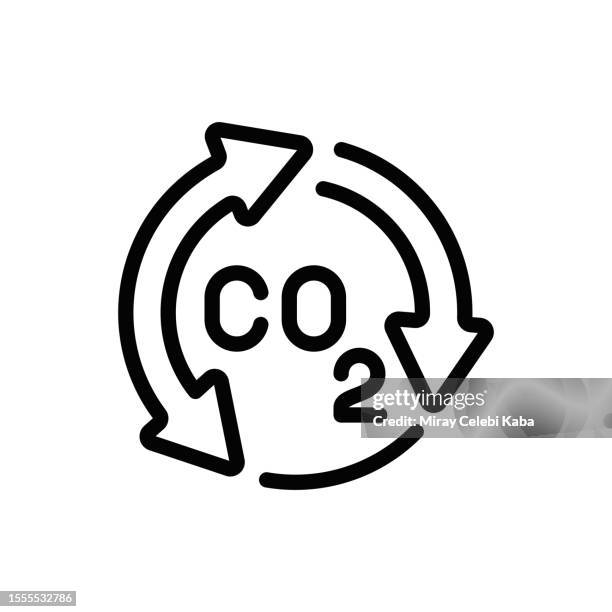 carbon cycle line icon - carbon cycle stock illustrations