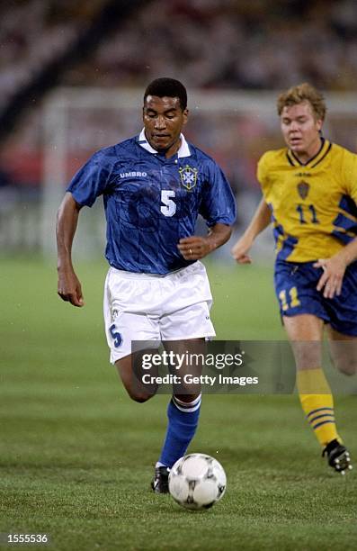 Mauro Silva of Brazil in action during the World Cup match against Sweden at the Stanford Stadium in San Francisco, California, USA. The match ended...