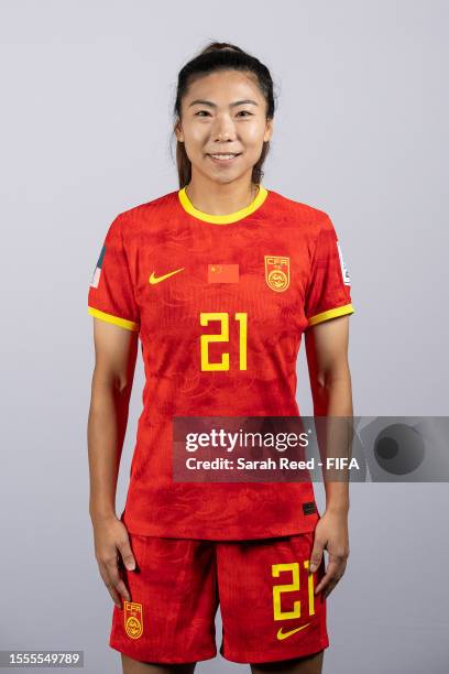 Gu Yasha of China PR poses during the official FIFA Women's World Cup Australia & New Zealand 2023 portrait session on July 18, 2023 in Adelaide,...