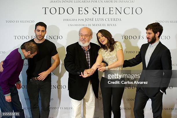 Spanish actors Juan Diego, Miguel Angel Silvestre, director Jose Luis Cuerda, actress Celia Freijeiro and actor Quim Gutierrez attend the "Todo es...