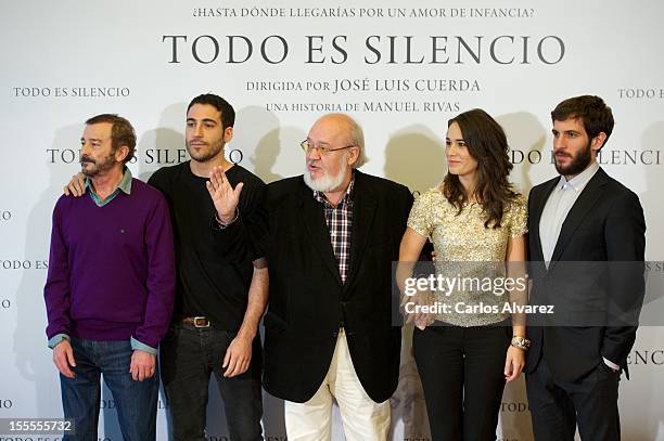 Spanish actors Juan Diego, Miguel Angel Silvestre, director Jose Luis Cuerda, actress Celia Freijeiro and actor Quim Gutierrez attend the "Todo es...