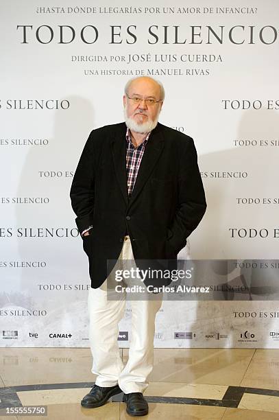 Spanish director Jose Luis Cuerda attends the "Todo es Silencio" photocall at the Palafox cinema on November 5, 2012 in Madrid, Spain.