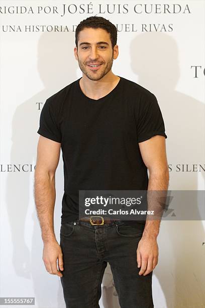 Spanish actor Miguel Angel Silvestre attends the "Todo es Silencio" photocall at the Palafox cinema on November 5, 2012 in Madrid, Spain.