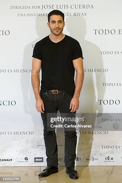 Spanish actor Miguel Angel Silvestre attends the "Todo es Silencio" photocall at the Palafox cinema on November 5, 2012 in Madrid, Spain.