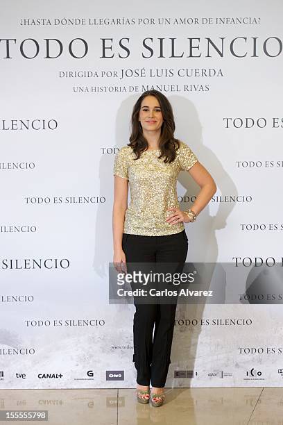 Spanish actress Celia Freijeiro attends the "Todo es Silencio" photocall at the Palafox cinema on November 5, 2012 in Madrid, Spain.