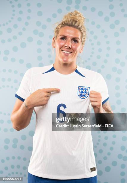 Millie Bright of England poses during the official FIFA Women's World Cup Australia & New Zealand 2023 portrait session on July 18, 2023 in Brisbane,...