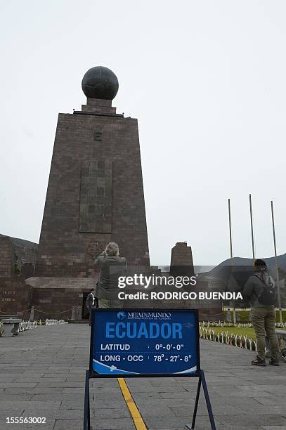 View of the "Middle of the world" monument, in Quito, Ecuador, on November 5, 2012. The world's tallest tower, 1.6 km, could be erected in Ecuador on...