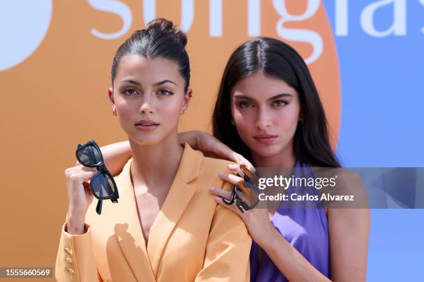 Lucia Rivera and Kika Cerqueira present the new Sunglass Hut collection at the Hyatt Hotel on July 19, 2023 in Madrid, Spain.