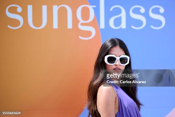 Lucia Rivera presents the new Sunglass Hut collection at the Hyatt Hotel on July 19, 2023 in Madrid, Spain.