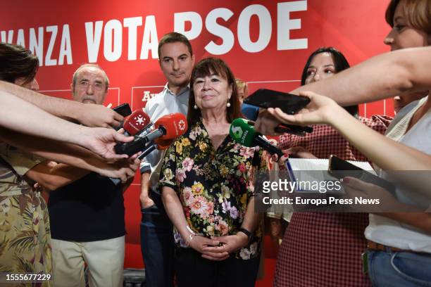 The first vice-president of the Senate and president of the PSOE, Cristina Narbona, makes statements to the media at a meeting with PSOE veterans, at...