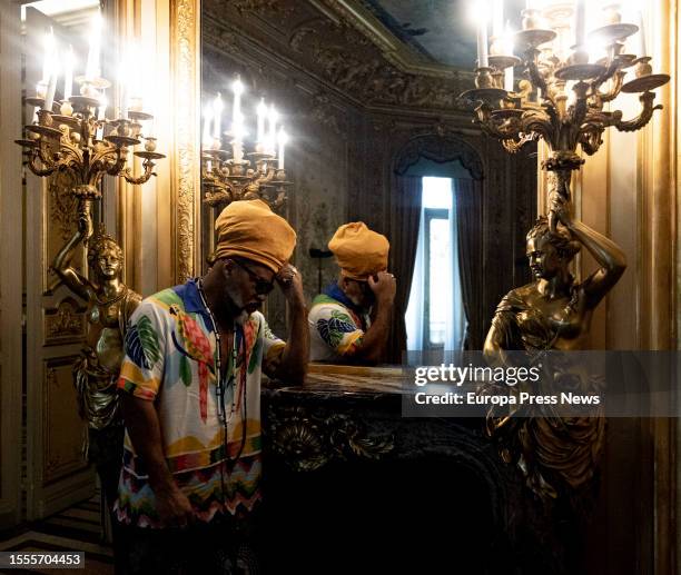 Ibero-American Ambassador of Culture, Carlinhos Brown, poses after an interview with Europa Press, on 19 July, 2023 in Madrid, Spain. Carlinhos Brown...