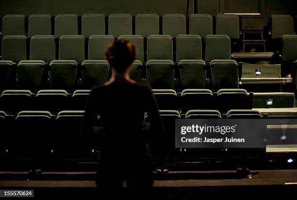 Actress Maria Pastor rehearses on stage before getting dressed for the 'Tres Anos' theater show, a show that plays in the 1930's between the first...