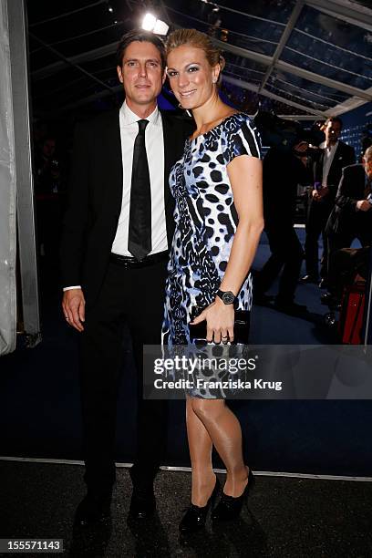 Maria Hoefl-Riesch and her husband Marcus Hoefl attend the Laureus Media Award 2012 on November 05, 2012 in Kitzbuehel, Austria.