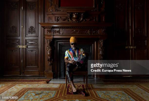 Ibero-American Ambassador of Culture, Carlinhos Brown, poses after an interview with Europa Press, on 19 July, 2023 in Madrid, Spain. Carlinhos Brown...