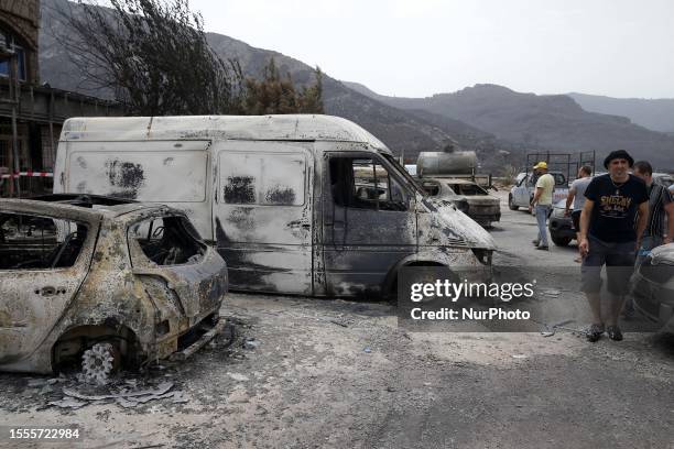 General view on burned houses in the village of de Oeud Das in Bejaia east of Algiers, Algeria, 25 July 2023. The Algerian Ministry of the Interior...