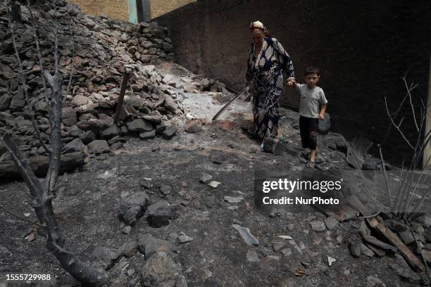 General view on burned houses in the village of de Oeud Das in Bejaia east of Algiers, Algeria, 25 July 2023. The Algerian Ministry of the Interior...