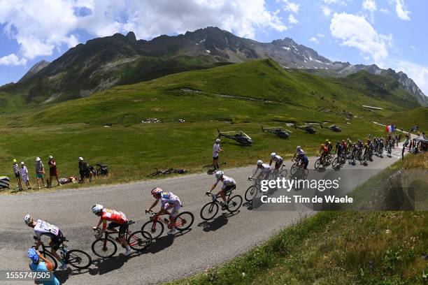 Jack Haig of Australia and Team Bahrain Victorious, Mattias Skjelmose Jensen of Denmark, Giulio Ciccone of Italy and Team Lidl-Trek - Polka Dot...