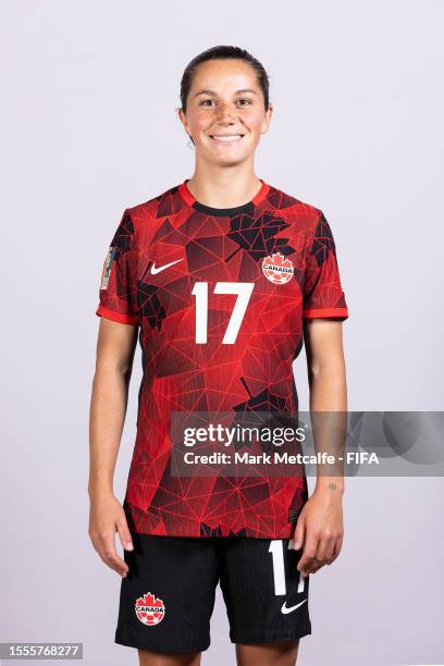 Jessie Fleming of Canada poses during the official FIFA Women's World Cup Australia & New Zealand 2023 portrait session on July 17, 2023 in...