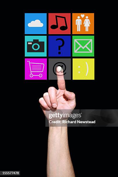 touchscreen choices - 'at' symbol stock pictures, royalty-free photos & images