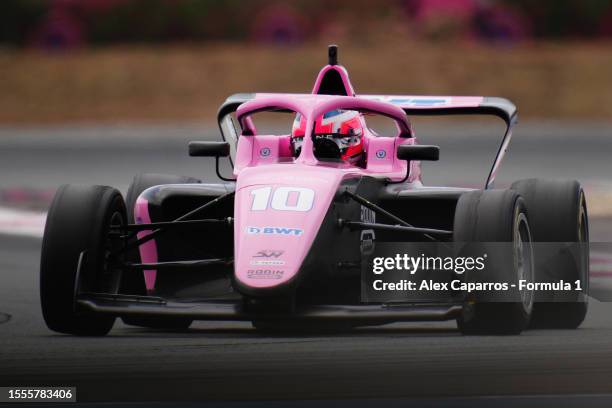 Abbi Pulling of Great Britain and Rodin Carlin drives on track during Day Two of F1 Academy Testing at Circuit Paul Ricard on July 19, 2023 in Le...