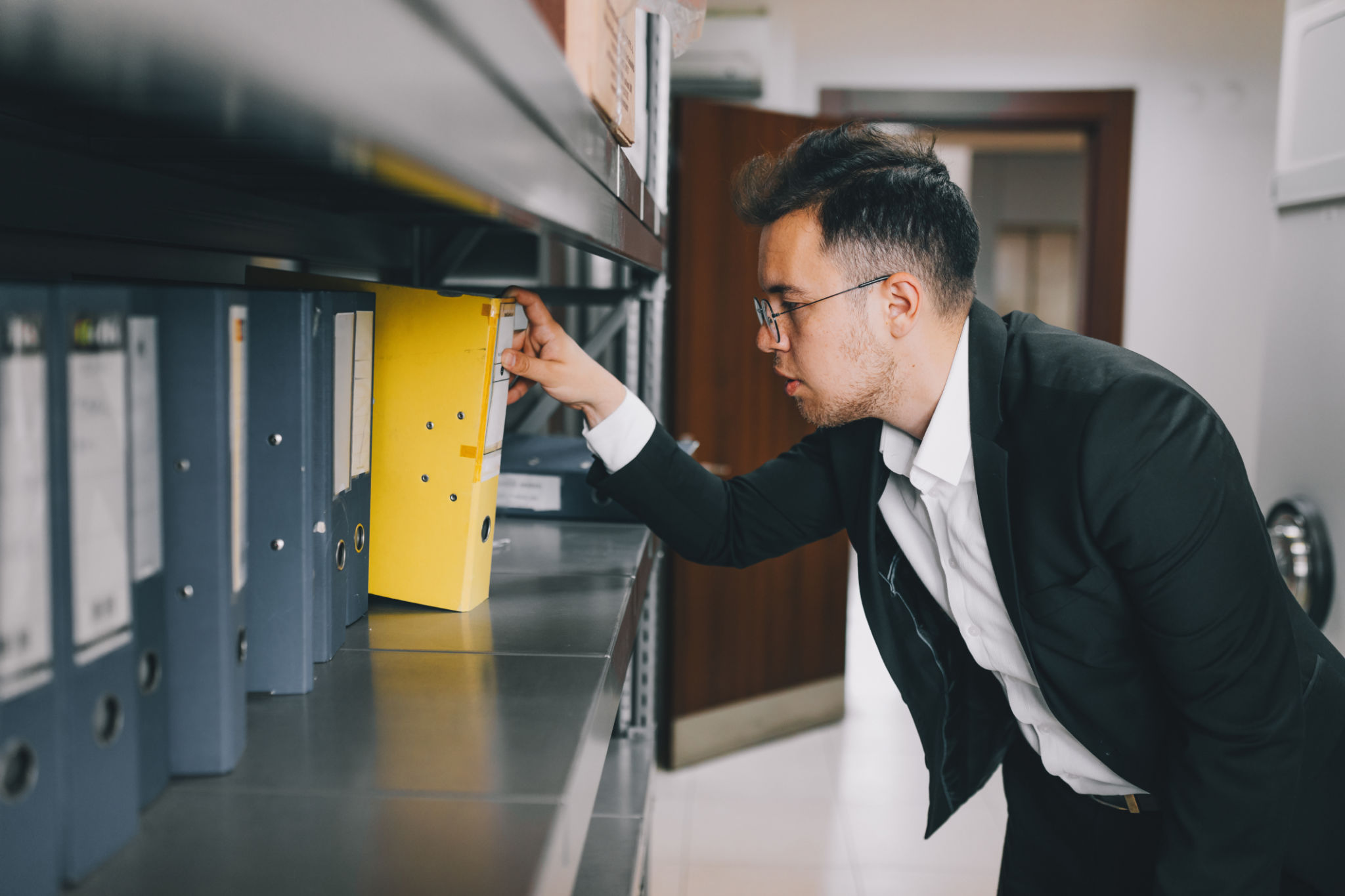 person checking records